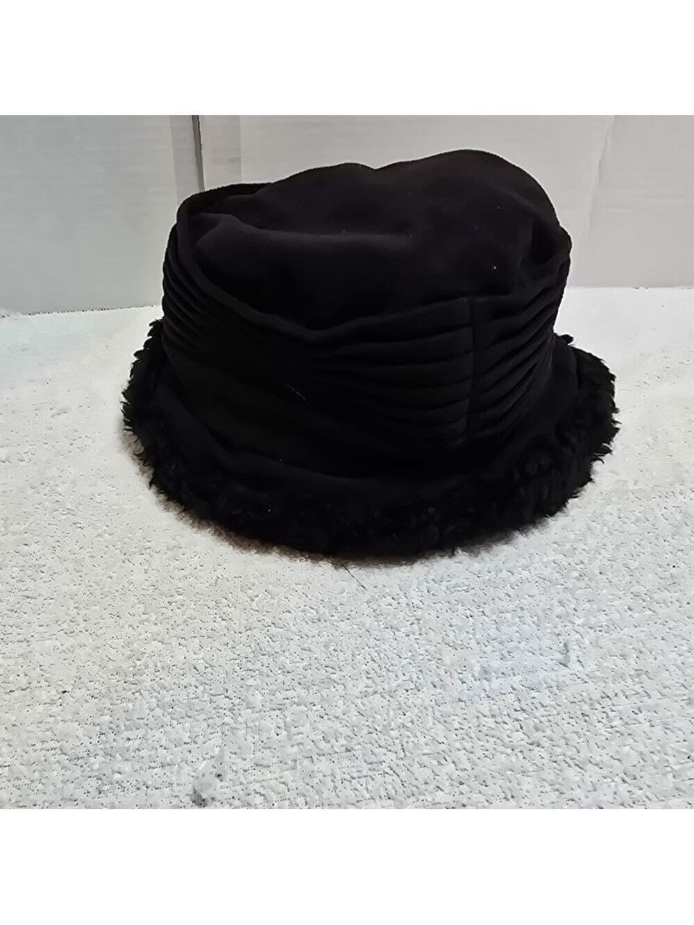 Women's Isotoner Black Faux Fur Bucket Hat One Size